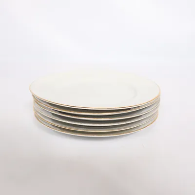 Tallrik (Vit, Guldfärgad)