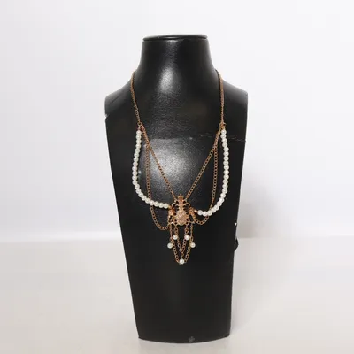 Necklace (Gold, White) Unknown metal