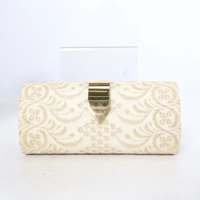 Clutchtaske (Hvid, Guld) fra Banana Republic Bomuld, Metallfiber, Polyester