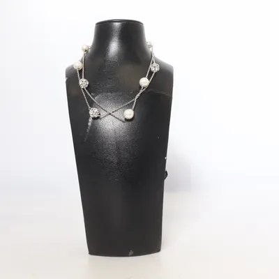 Necklace (Silver, White) Unknown metal