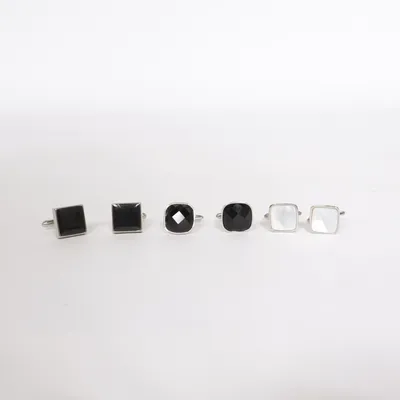 Manchetknopen (Zilver, Zwart) Onbekend materiaal