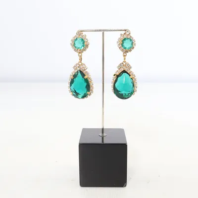 Boucles d'oreilles (Vert, Or) Métal inconnu