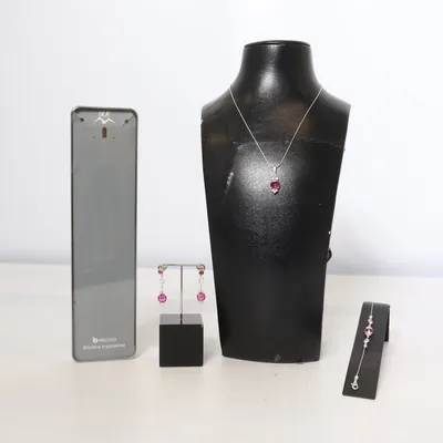 Smykkesæt (Pink, Sølv) fra IKA Ukendt metal