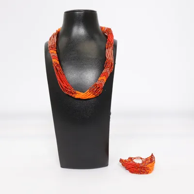 Jewelry set (Red, Orange) Unknown metal