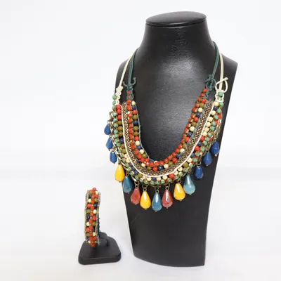 Jewelry set (Red, Multicolored) Unknown metal
