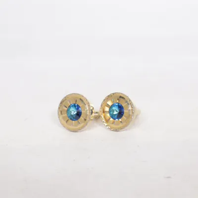 Manschettknappar (Guldfärgad, Blå) Okänd metall