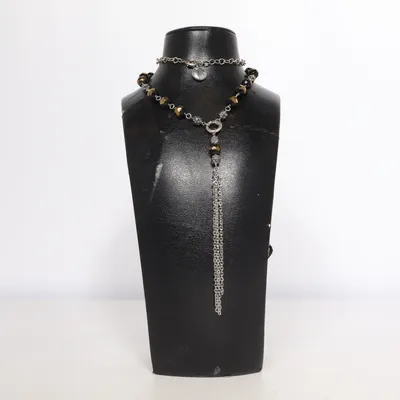 Necklace (Silver, Brown) from Vaga Unknown metal