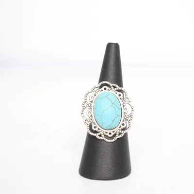 Ring (Turkos, Silverfärgad) Okänd metall