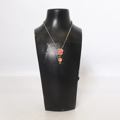 Halskæde (Pink, Orange, Sølv) Ukendt metal