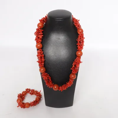 Jewelry set (Red) Unknown metal