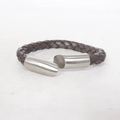 Armband (Brun, Silverfärgad) från Skultuna Rostfritt stål, Skinn
