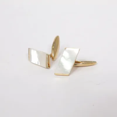Manschettknappar (Guldfärgad, Vit) Okänd metall