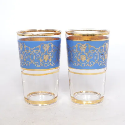 Glas (Blå, Guld, Transparent)