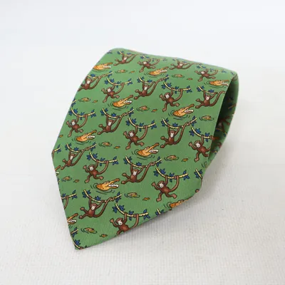 Cravate (Vert, Multicolore) de Hermès Soie