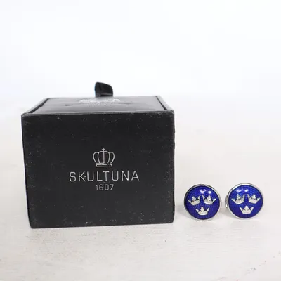 Manschettknappar (Svart, Blå) från Skultuna Okänd metall