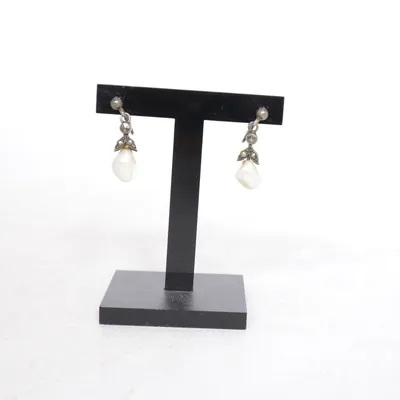 Clips øreringe (Sølv, Beige) Ukendt metal