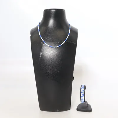 Sieradenset (Blauw, Wit) Onbekend materiaal
