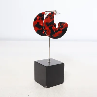 Earrings (Red, Black) Unknown metal