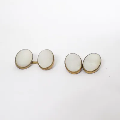Cufflinks (Gold, White) Unknown metal
