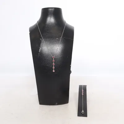 Parure de bijoux (Rose, Argent) Métal inconnu