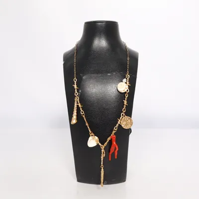 Halsband (Guldfärgad, Röd, Vit) Okänd metall