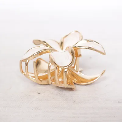 Hårklämma (Vit, Guldfärgad)