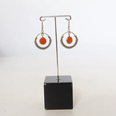 Earrings (Silver, Red) Unknown metal