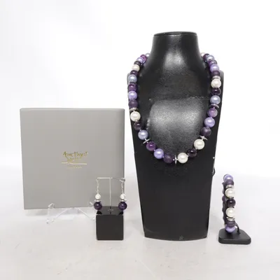 Smyckesset (Lila, Silverfärgad, Vit) från Amethyst Okänd metall