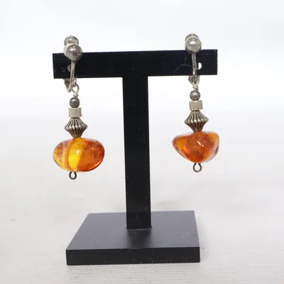 Örhängen (Orange) Okänd metall, Bärnsten