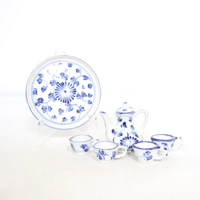 Doll tableware (White, Blue)