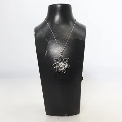 Necklace (Silver, Black) Unknown metal