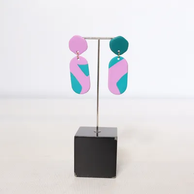 Boucles d'oreilles (Violet, Vert) Métal inconnu