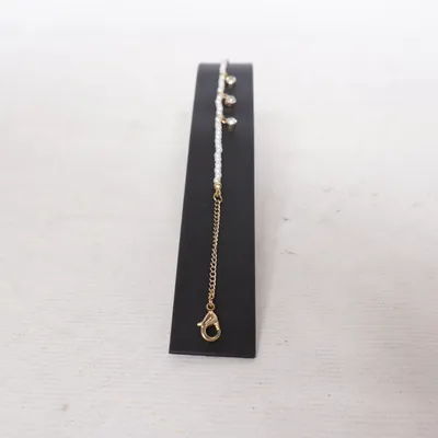 Fotlänk (Guldfärgad, Vit) Okänd metall