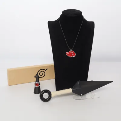 Smyckesset (Svart, Röd, Silverfärgad) Okänd metall