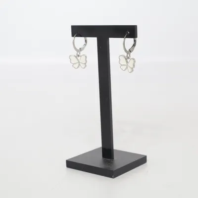 Earrings (White, Silver) Unknown metal