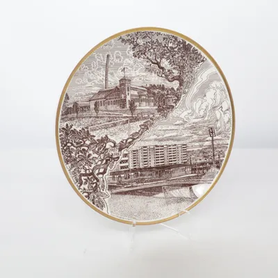 Wall plate (Brown, White, Gold) from Gustavsberg
