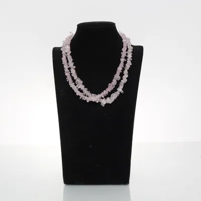 Halsband (Rosenquarz perlenKette) Okänd metall