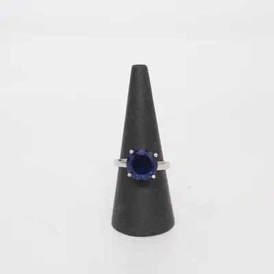Ring (Silverfärgad, Blå) Okänd metall, Guldpläterad