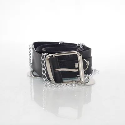 Bälte (Svart, Silverfärgad)