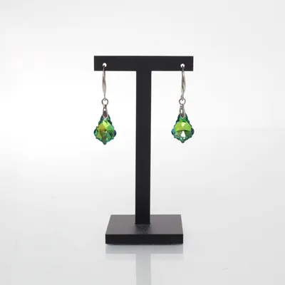 Örhängen (Silverfärgad, Grön) Okänd metall