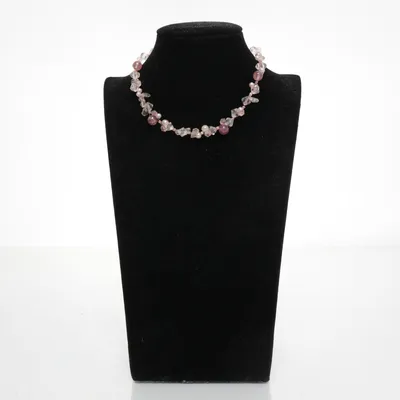 Ketting (Roze, Wit, Zilver) Onbekend materiaal