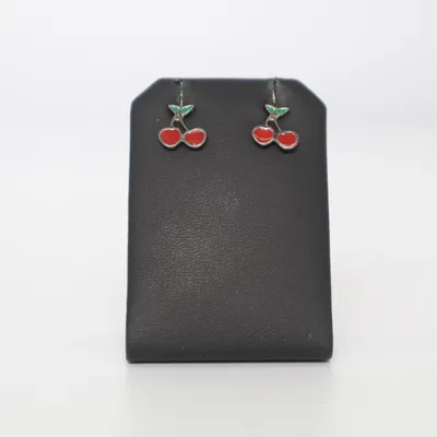 Earrings (Red, Green, Silver) Unknown metal