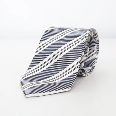 Cravate (Bleu, Blanc) de Batistini Soie