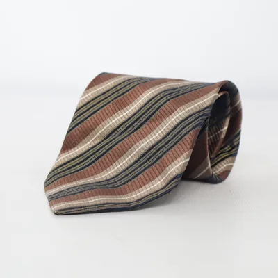 Cravate (Marron, Bleu, Blanc) de Gordon Crane Soie