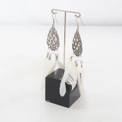 Earrings (White, Silver) from Fashion by Glitter Stainless steel