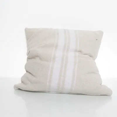 Prydnadskudde (Beige, Vit) från Oeko-tex Bomull, Fjädrar