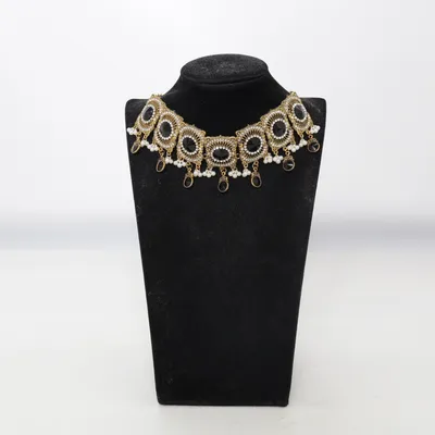 Choker (Guldfärgad, Svart) Okänd metall