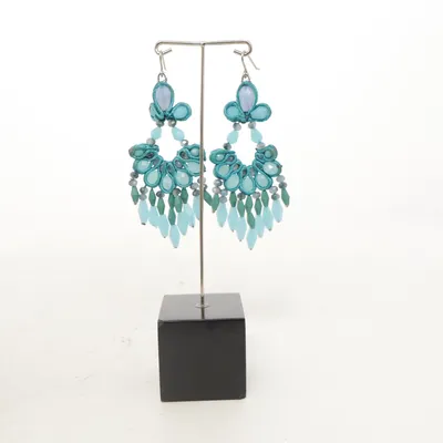 Earrings (Blue, Green, Purple) Unknown metal