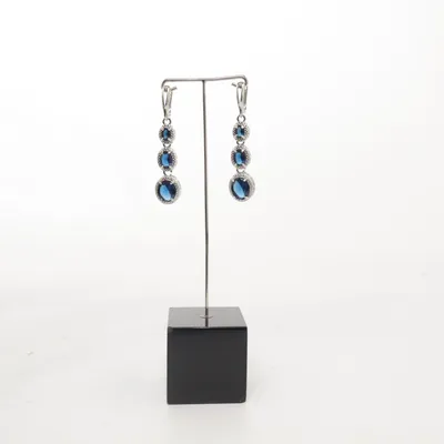 Boucles d'oreilles (Bleu, Argent) Métal inconnu