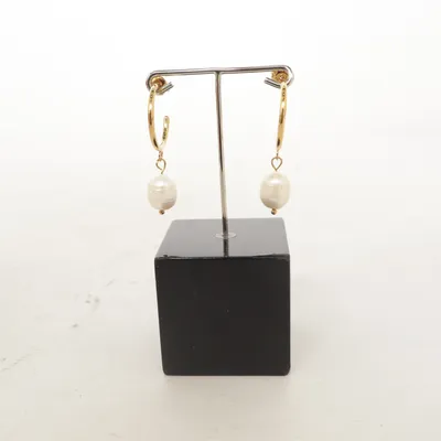 Earrings (Gold, White) Gold plated